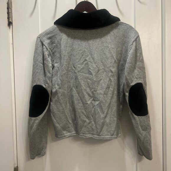 Elana Carello Retro Kitty Cardigan with Detachable Faux Fur Trim - Picture 2 of 5